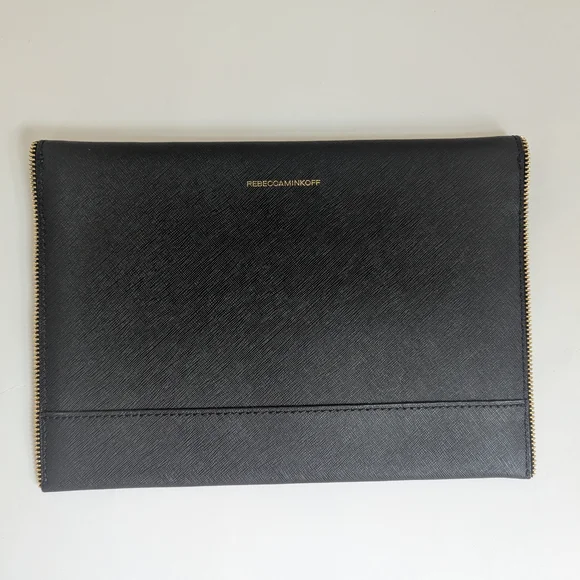 SOLD! REBECCA MINKOFF Leo Black Saffiano Leather Zipper Envelope Clutch Wallet - Picture 2 of 5